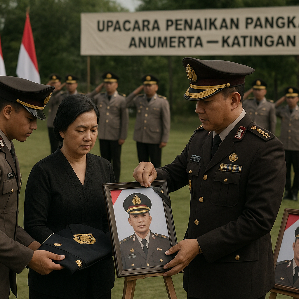 Upacara Penaikan Pangkat Luar Biasa untuk Polisi Gugur di Katingan