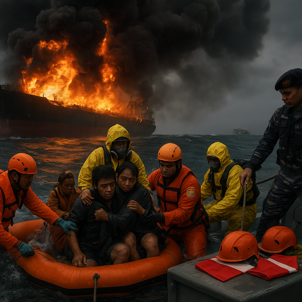 Kebakaran Kapal Pengangkut Bahan Kimia: Evakuasi Heroik Selamatkan 13 Awak di Tengah Laut Ganas