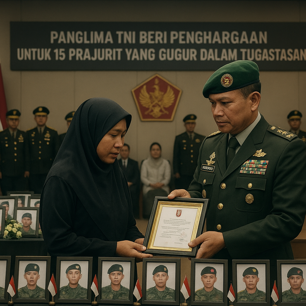 Panglima TNI Beri Penghargaan untuk 15 Prajurit yang Gugur dalam Tugas Perbatasan