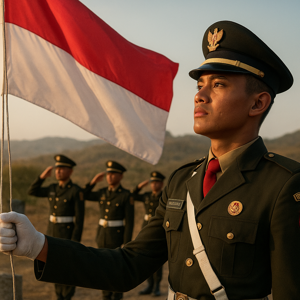 Upacara HUT RI ke-81 di Perbatasan, Prajurit TNI Kibarkan Sang Saka dengan Air Mata Kebanggaan