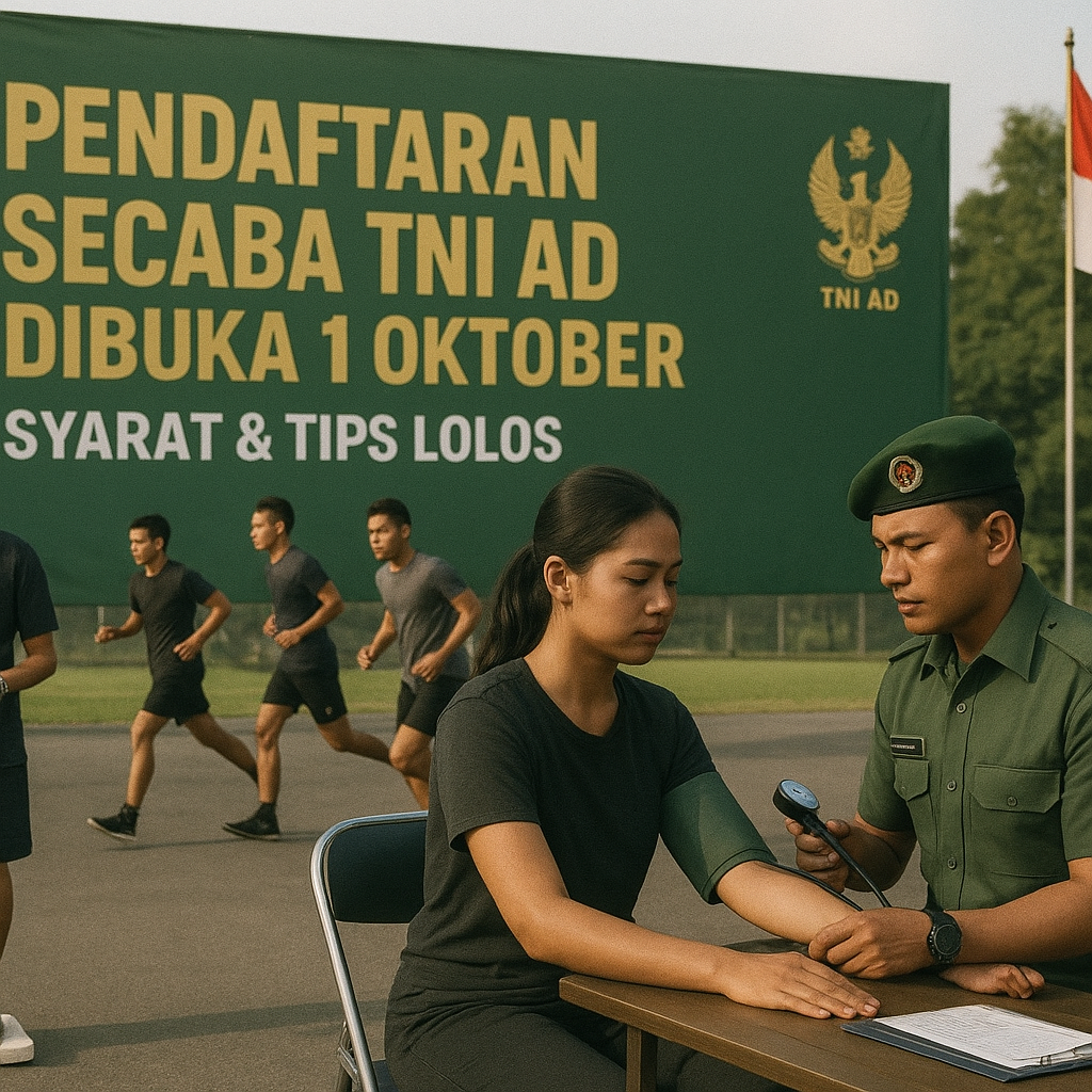 Pendaftaran Secaba TNI AD Dibuka 1 Oktober, Ini Syarat dan Tips Lolos