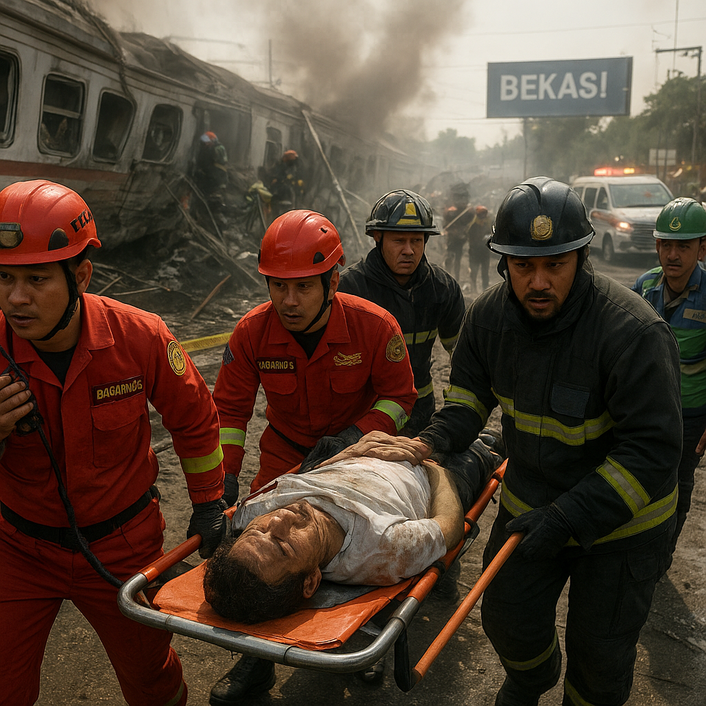 Heroisme Tim SAR dalam Operasi Evakuasi Korban Tabrakan Kereta di Bekasi
