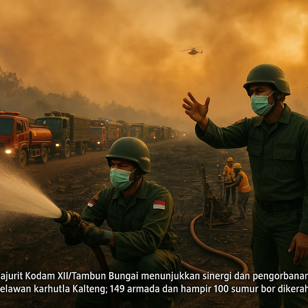 Kodam Tambun Bungai Kerahkan Segala Daya, 149 Armada dan 100 Sumur Bor untuk Taklukkan Karhutla Kalteng