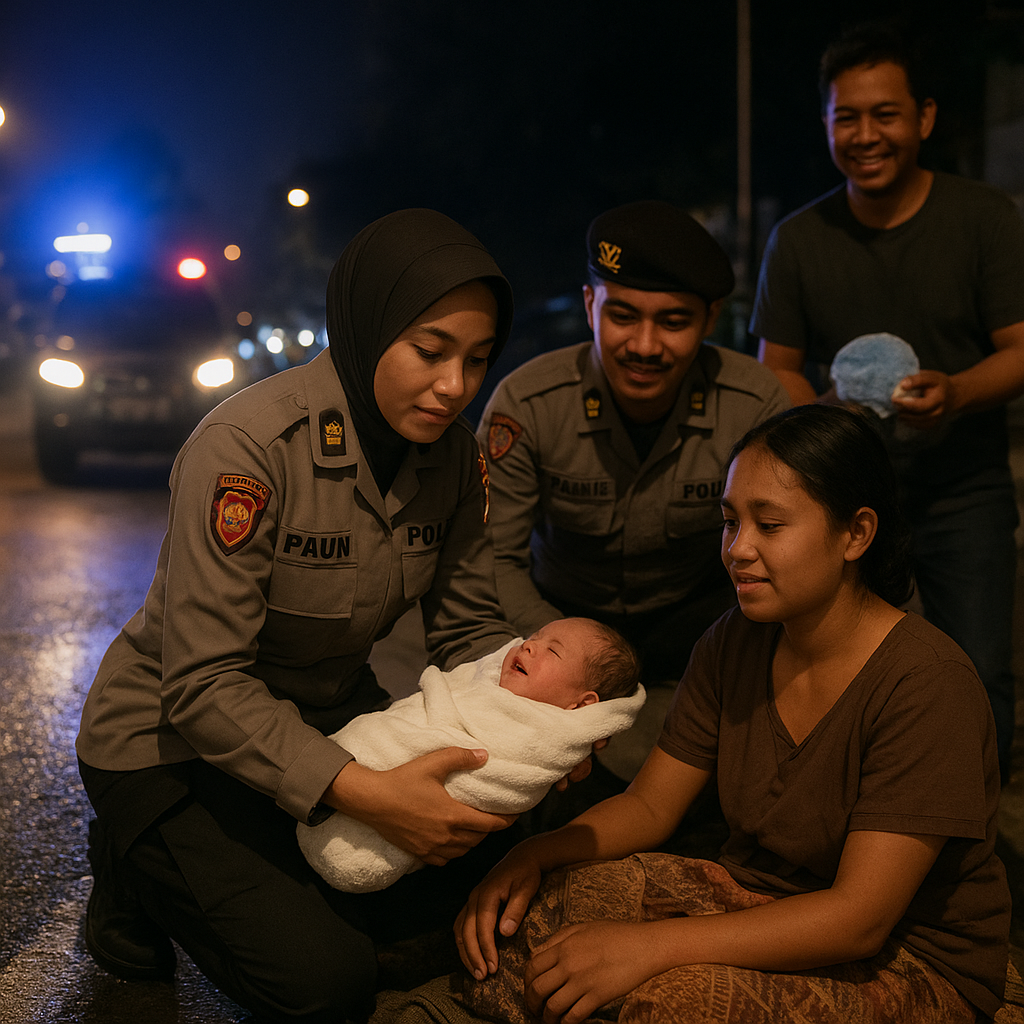 Polisi Wanita Tangguh Bantu Kelahiran di Pinggir Jalan, Ibu dan Bayin Selamat