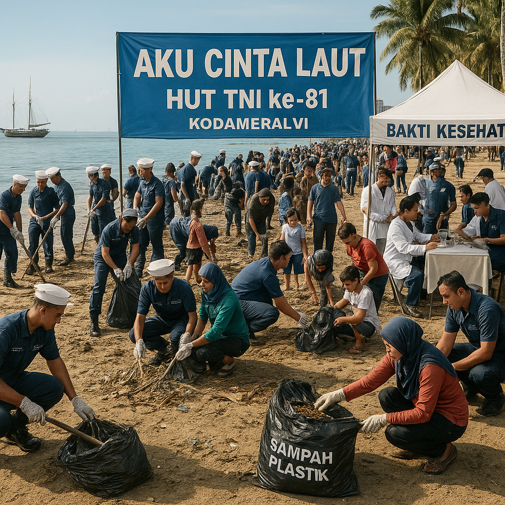 Komitmen Nyata TNI AL di Hari Jadinya: Baksos dan Bakkes 'Aku Cinta Laut' di Makassar