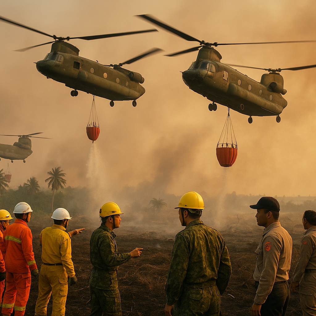 Tentara Jepang Tiba di Pontianak, Boyong 3 Helikopter Chinook Bantu Padamkan Karhutla