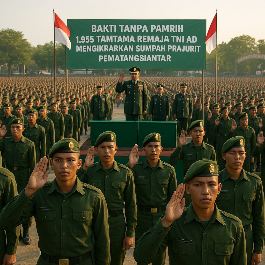 Bakti Tanpa Pamrih: 1.955 Tamtama Remaja TNI AD Resmi Mengikrarkan Sumpah Prajurit di Pematangsiantar