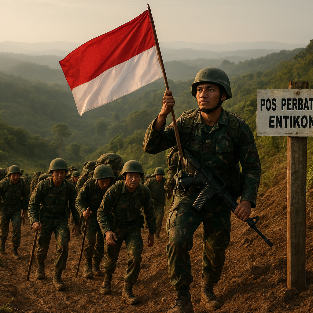 Kisah Prajurit TNI AD yang Rela Berjalan Kaki Demi Mengibarkan Bendera di Perbatasan