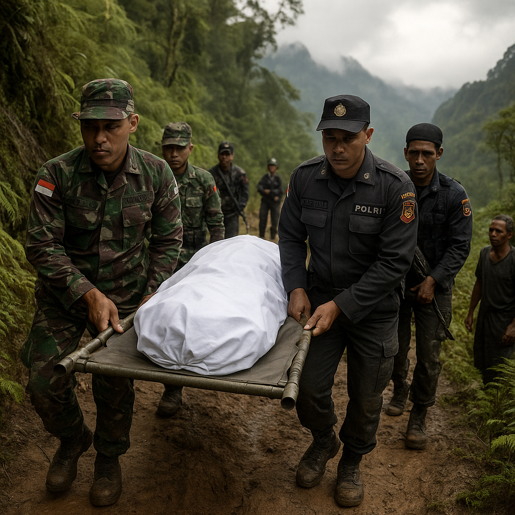 Sinergi TNI-Polri: Aparat Gabungan Lakukan Penjemputan Jenazah di Medan Terjal Distrik Ilu