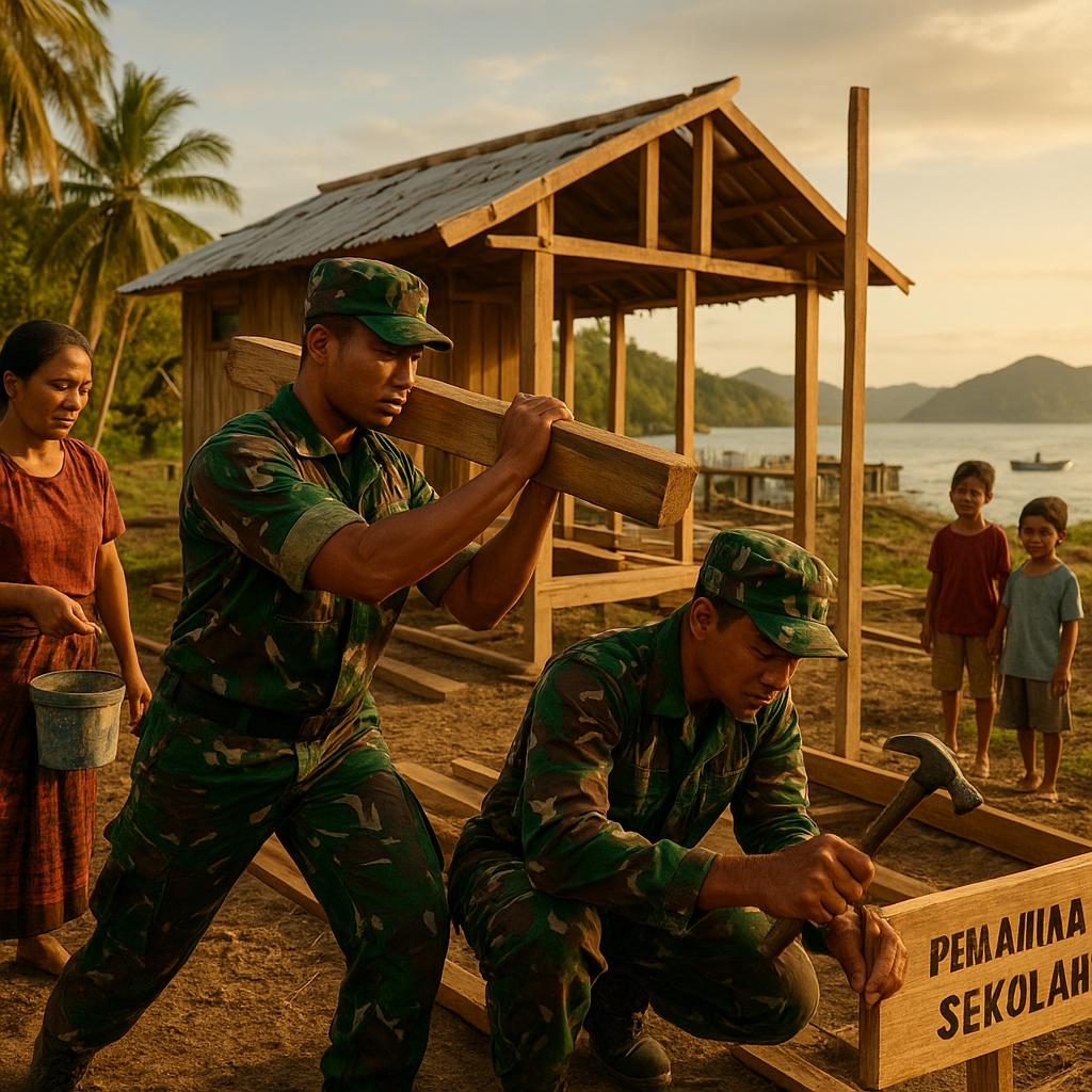 Pasukan TNI Membangun Sekolah di Daerah Terpencil Maluku, Wujud Pengabdian Beyond Duty