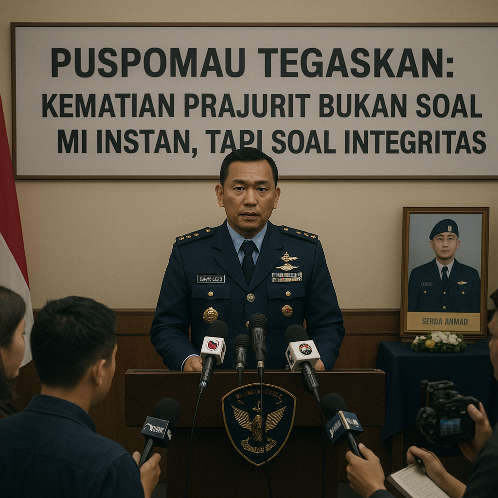 Puspomau Tegaskan: Kematian Prajurit Bukan soal Mi Instan, tapi soal Integritas