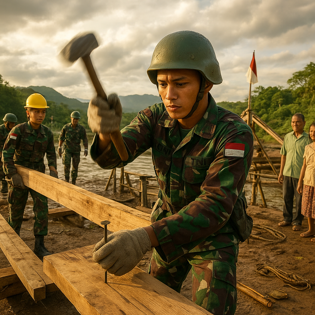 Prajurit TNI Membangun Jembatan: Mengukir Sejarah di Perbatasan Negeri