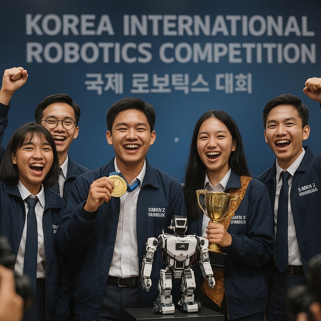 Prestasi Gemilang! Tim Robotik Siswa SMKN 2 Surabaya Sabet Emas di Kompetisi Robotika Internasional Korea