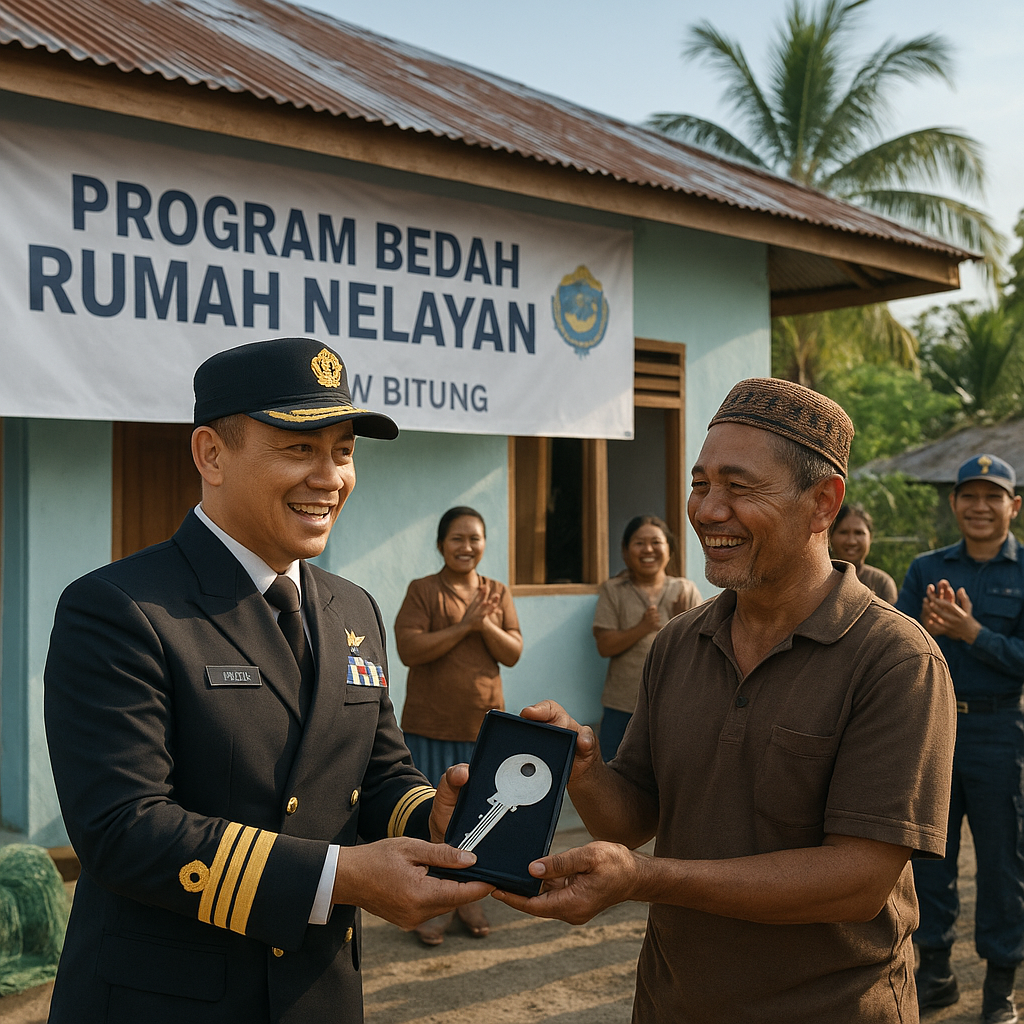 Laksda Dery Triesananto Suhendi Serahkan Kunci Rumah, Program Bedah Rumah Nelayan di Bitung