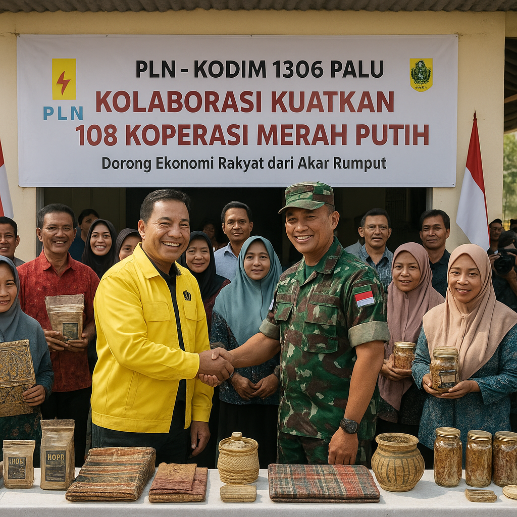 PLN–Kodim 1306 Palu Kolaborasi Kuatkan 108 Koperasi Merah Putih, Dorong Ekonomi Rakyat
