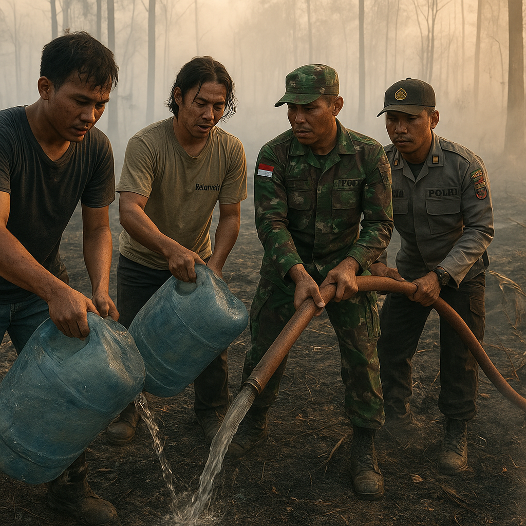 Bersimbah Keringat di Hutan Kaliguwo: Galon Air dan Semangat Tak Kenal Lelah Padamkan Karhutla
