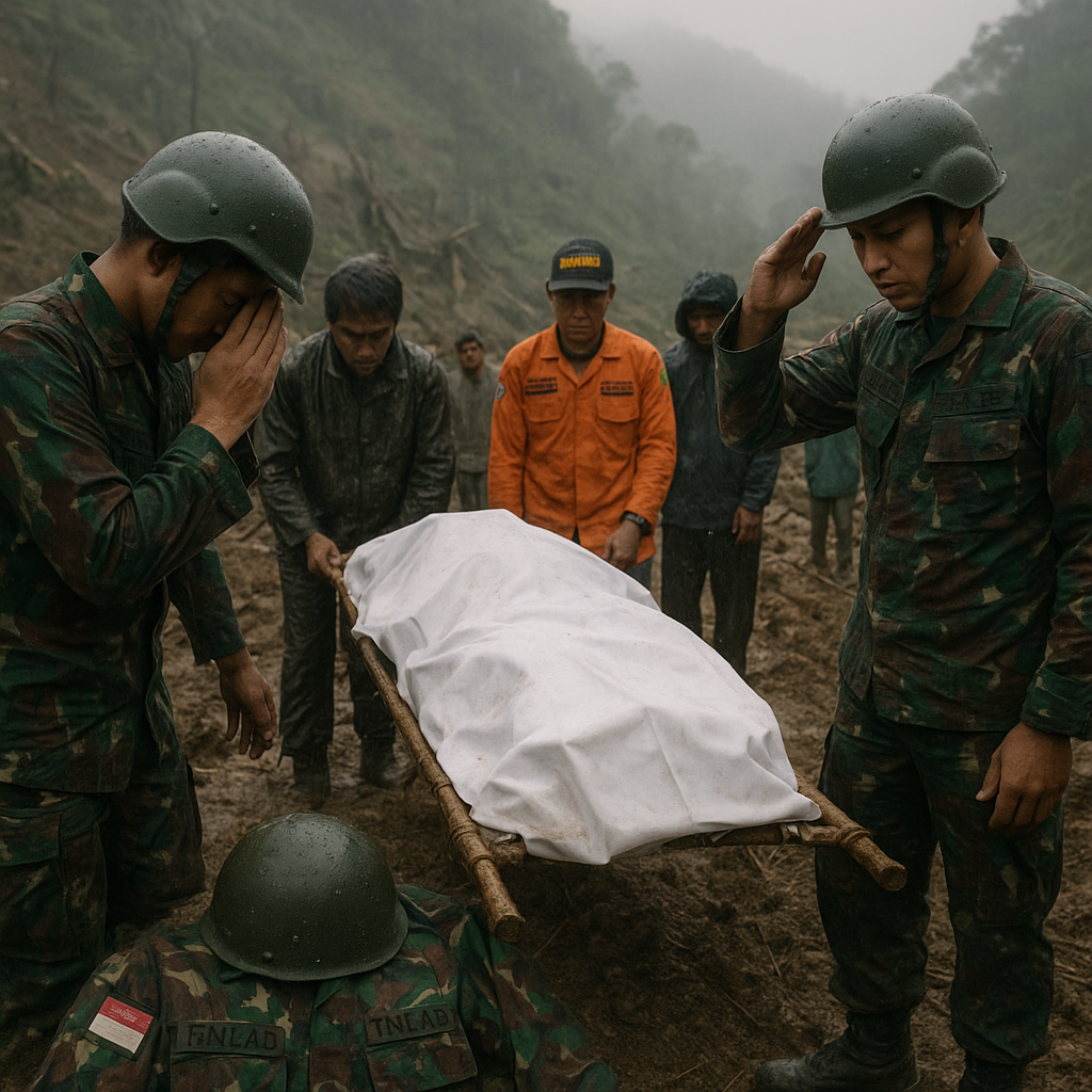 Prajurit TNI AD Tewas Tertimbun Longsor Saat Evakuasi Korban di Lereng Gunung