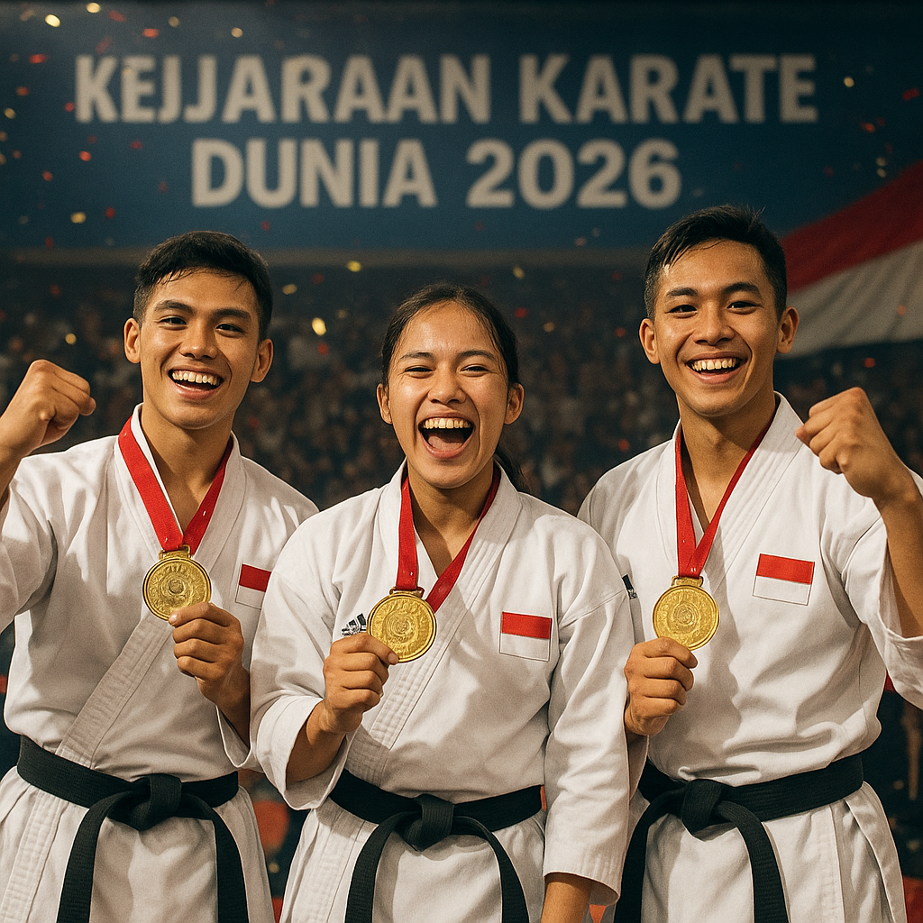 Atlet Muda Indonesia Sabet 3 Emas di Kejuaraan Karate Dunia 2026