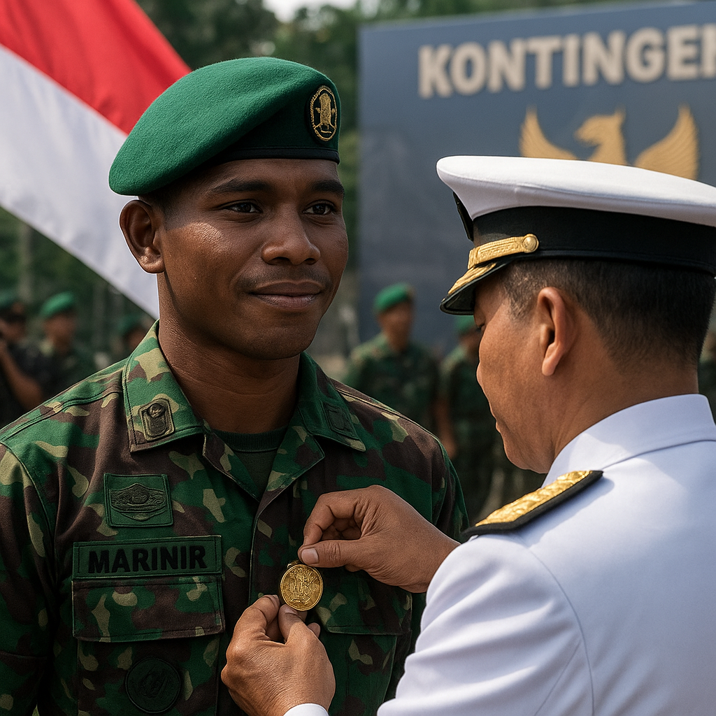 Prajurit Marinir Putra Papua Meraih Medali Kehormatan di Kontingen Garuda
