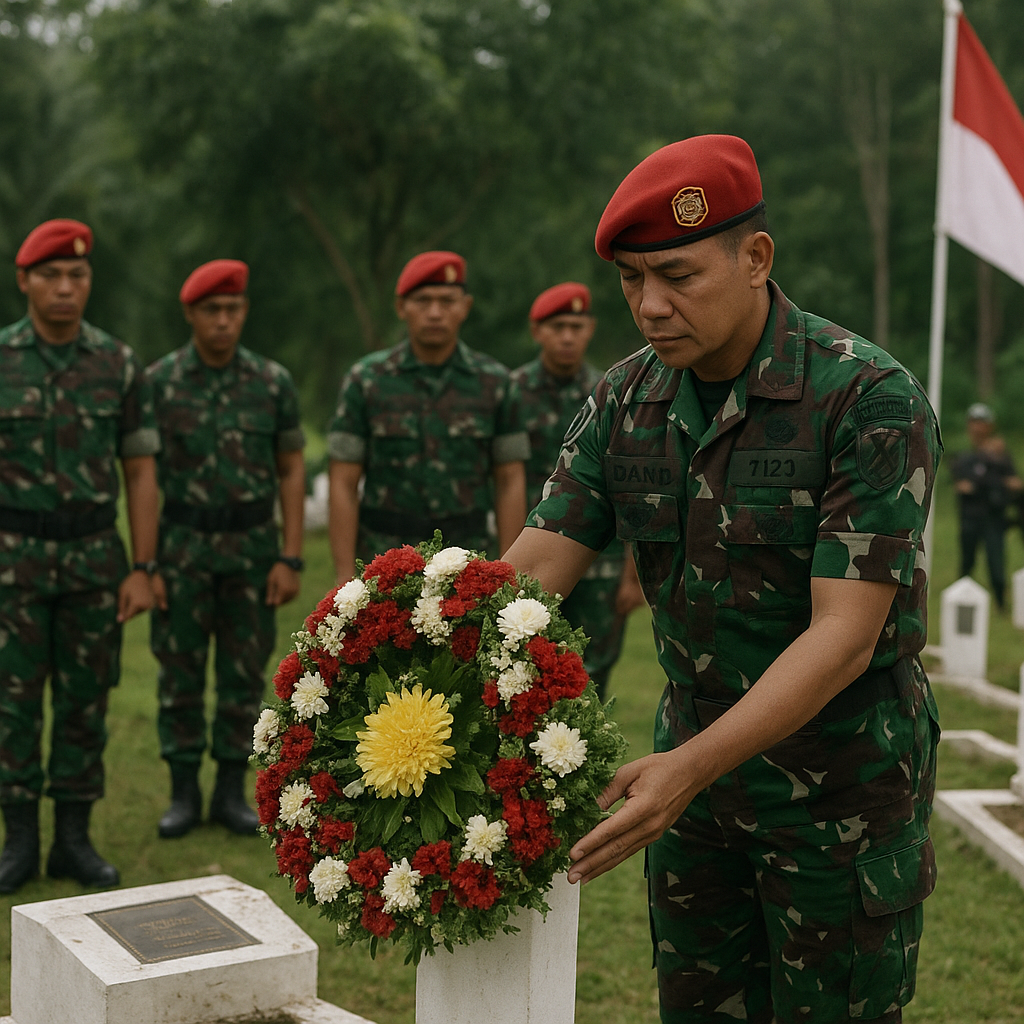 Jelang HUT ke-81 TNI, Kodim 1210/Landak dan Yon Armed 16/TK Ziarah ke Makam Juang