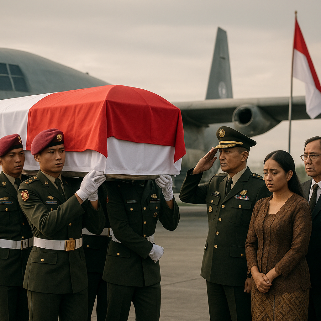Jenazah Prajurit TNI yang Gugur dalam Misí Perdamaian PBB Tiba di Tanah Air, Disambut Penuh Kehormatan