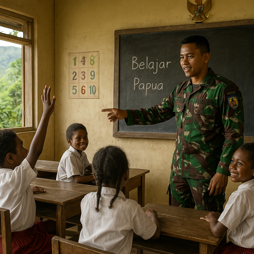Prajurit TNI Diutus sebagai Tenaga Pengajar di Sekolah Perbatasan Papua