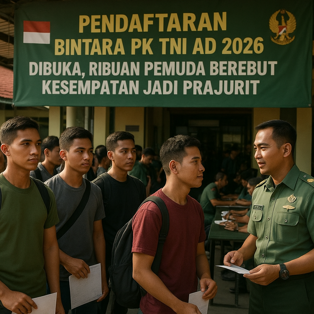 Pendaftaran Bintara PK TNI AD 2026 Dibuka, Ribuan Pemuda Berebut Kesempatan Jadi Prajurit