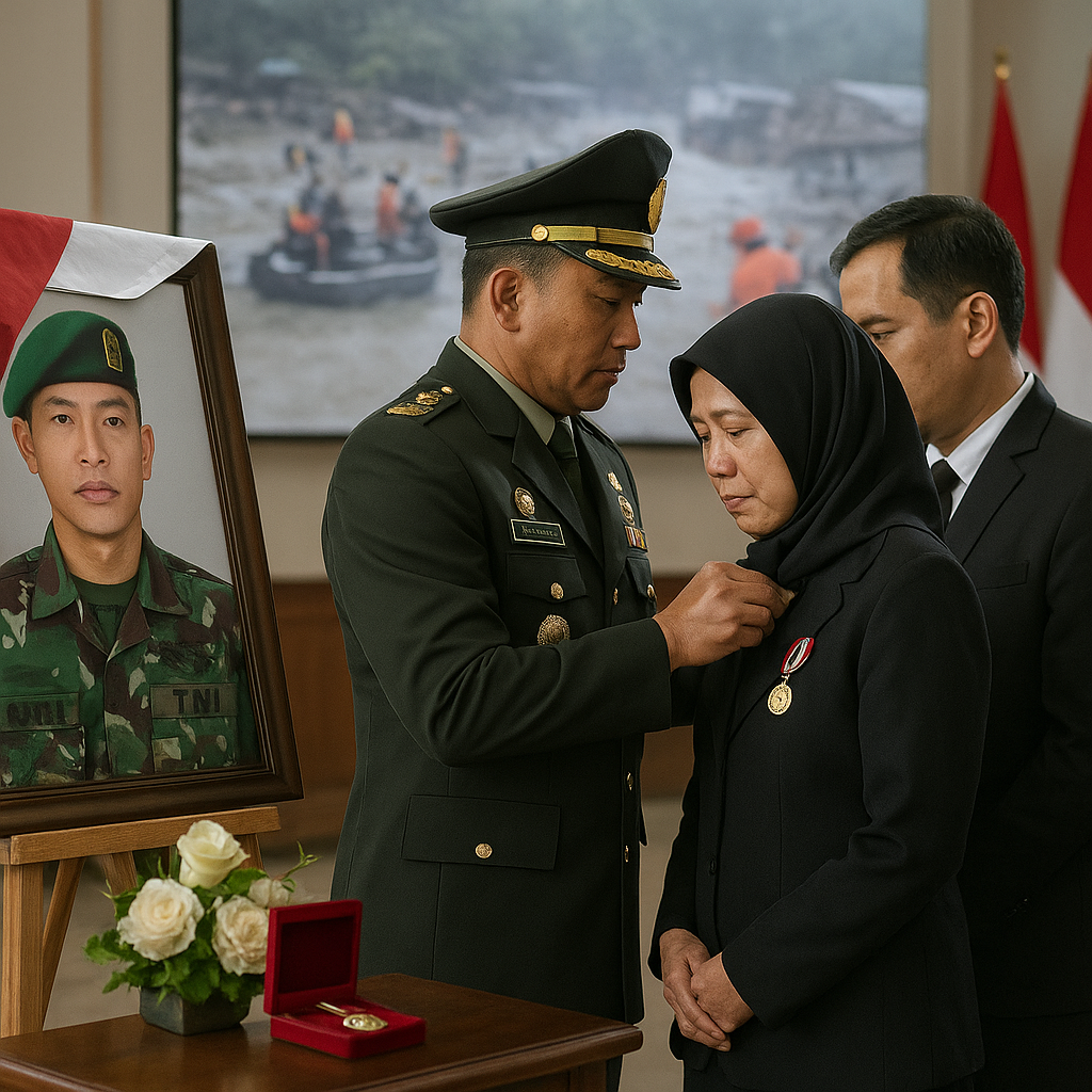 Penghargaan Kepahlawanan diberikan kepada Prajurit yang Mengorbankan Dirinya untuk Menyelamatkan Warga di Bencana Alam