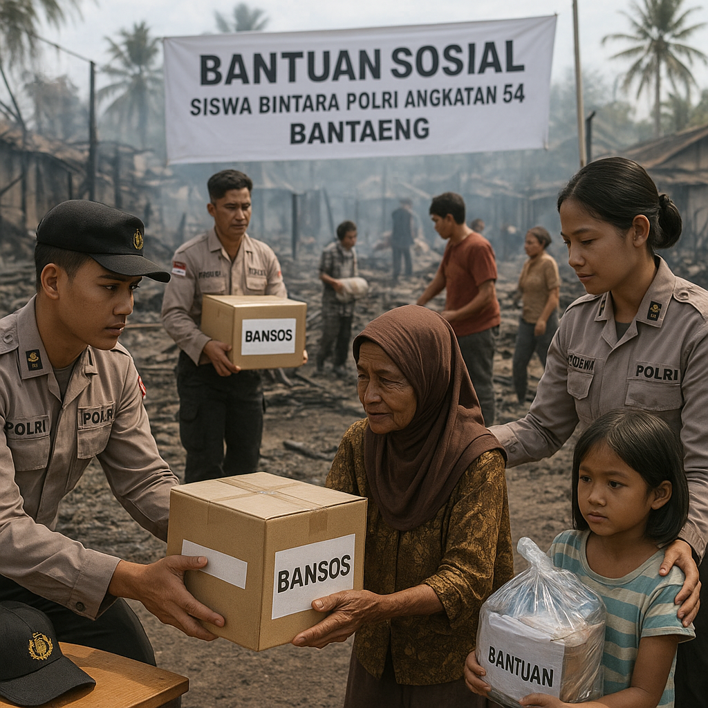 Aksi Humanis Siswa Bintara Polri Angkatan 54: Salurkan Bansos untuk Korban Kebakaran di Bantaeng