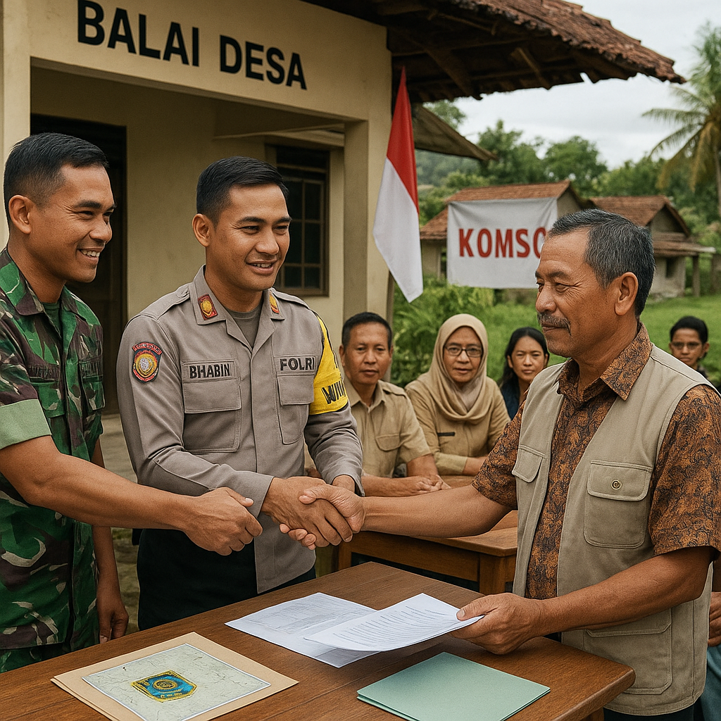 Babinsa dan Bhabinkamtibmas Perkuat Sinergi Melalui Komsos Bersama Aparat Pemerintah Desa
