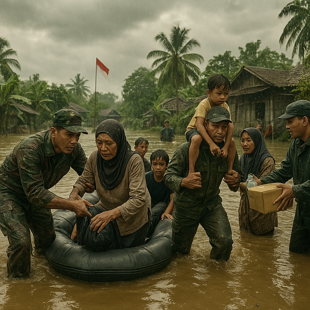 Prajurit TNI Gadungan: Menyelamatkan Warga dari Banjir dengan Tenaga dan Tekad Tak Terbatas
