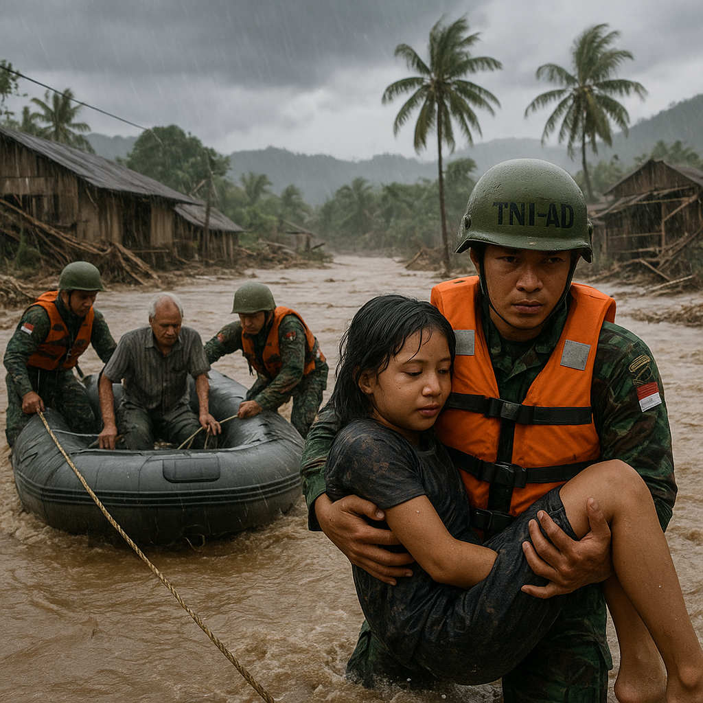 Prajurit TNI-AD Selamatkan Warga dari Banjir Bandang di Sulawesi, Dikisahkan sebagai Pahlawan Kemanusiaan