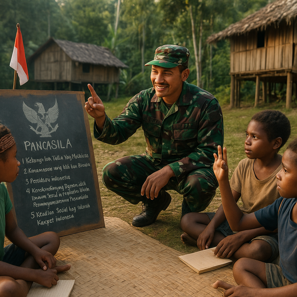 Prajurit TNI Mengajar di Pedalaman Papua, Menanamkan Pancasila kepada Generasi Muda
