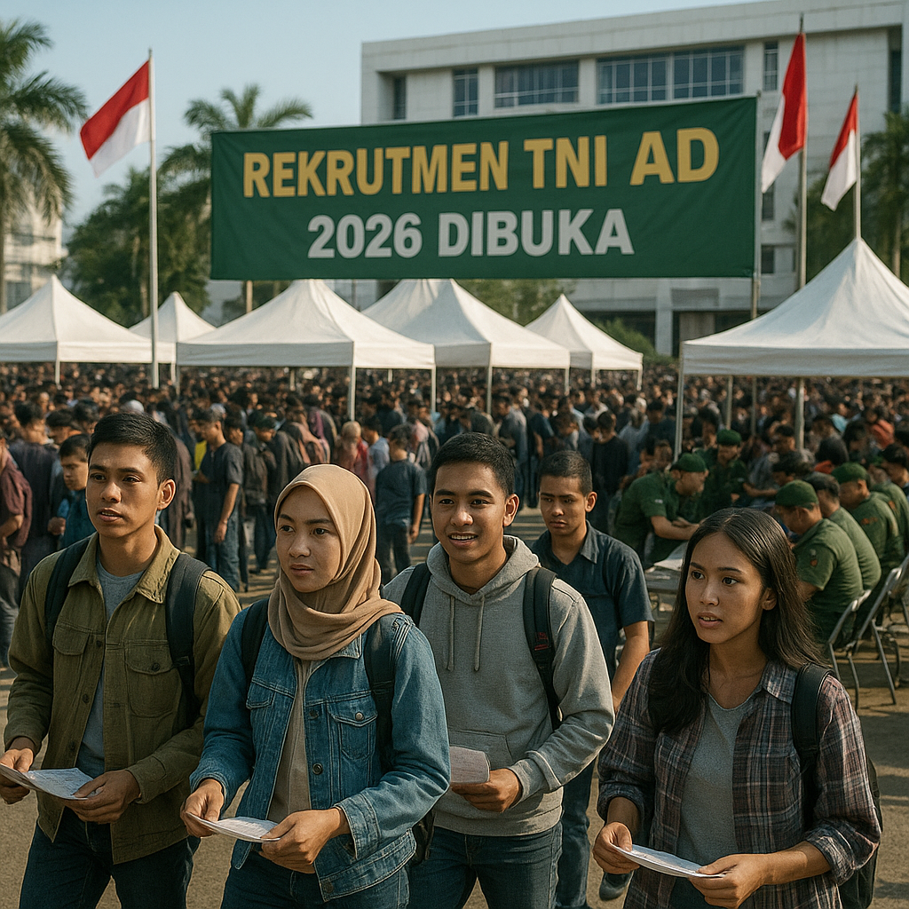 Rekrutmen TNI AD 2026 Dibuka, Ribuan Pemuda Antusias Mendaftar di Gelombang Pertama