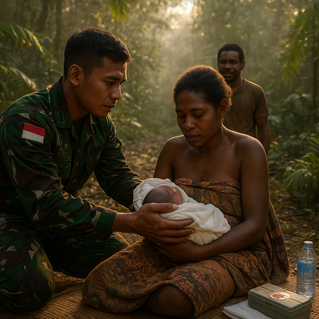 Prajurit TNI Bantu Lahirkan Bayi di Tengah Hutan Papua, Ibu Beri Nama Anaknya 'Teguh'