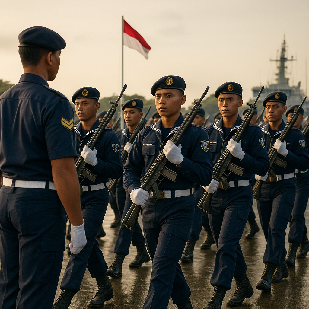 Siswa Komcad Matra Laut Berlatih PBB Bersenjata