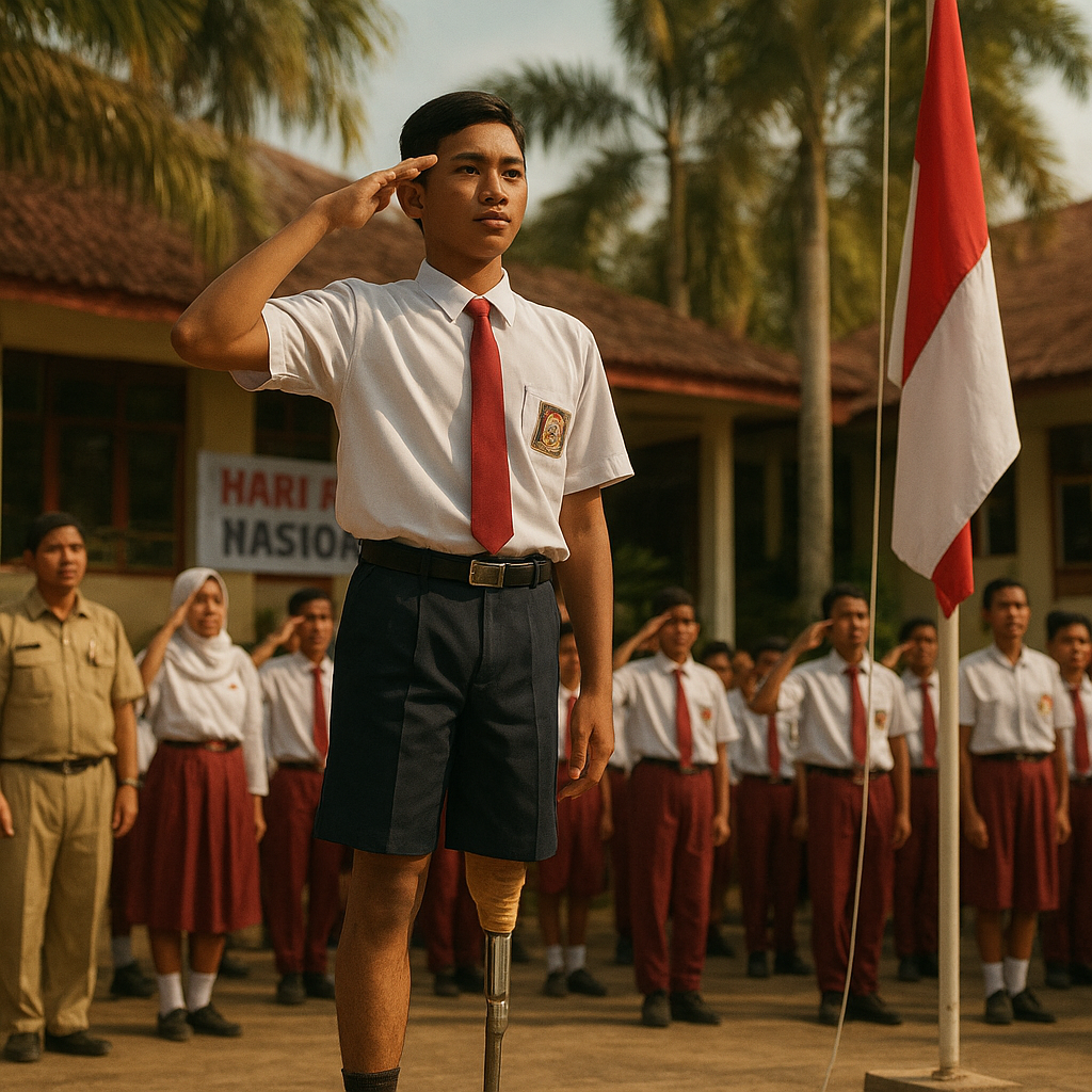40 Menit Berdiri, Siswa Disabilitas Pimpin Upacara Hardiknas di Nabire
