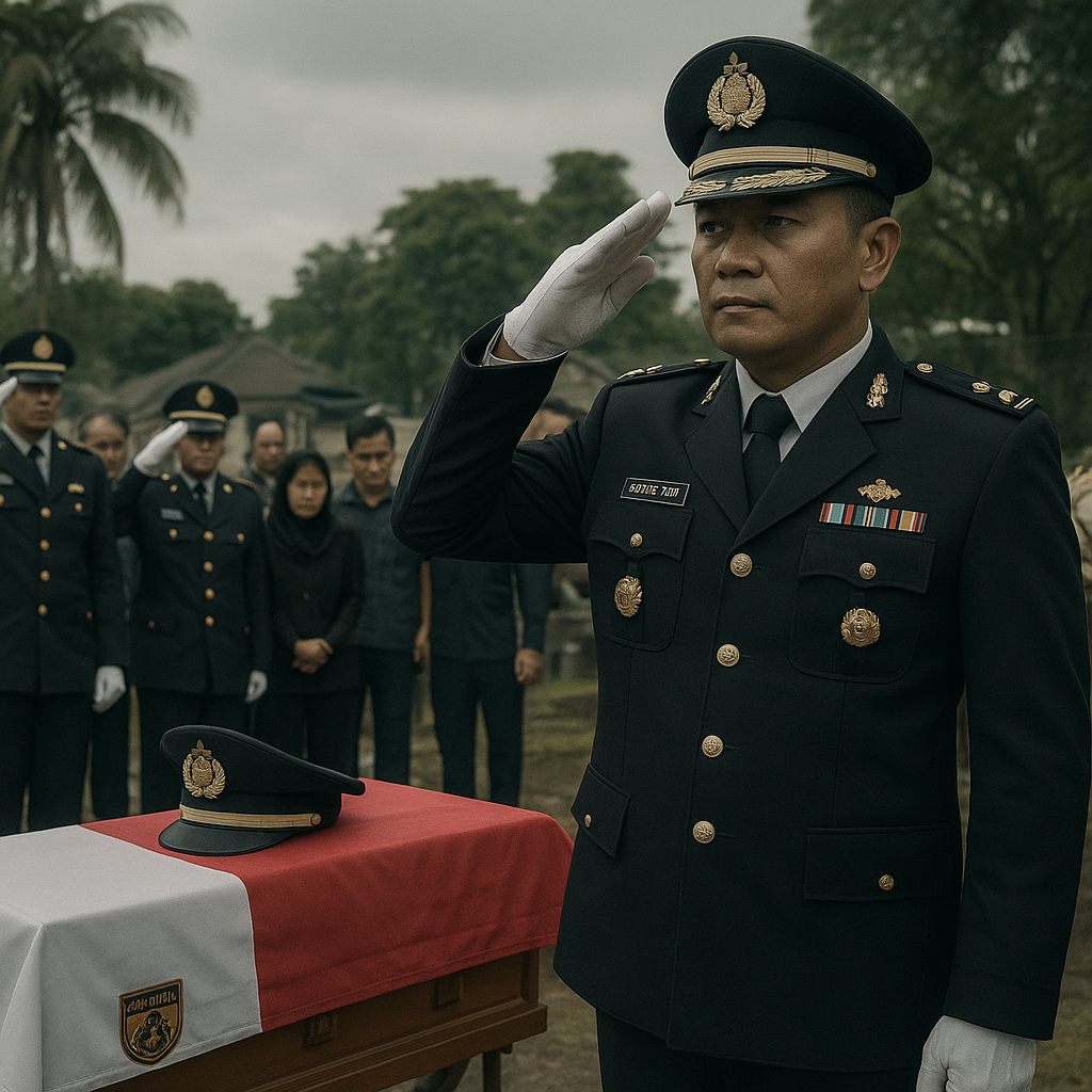 Kabag Ops Polresta Bengkulu Pimpin Upacara Pemakaman Alm Aiptu Puput Joko Pitoyo