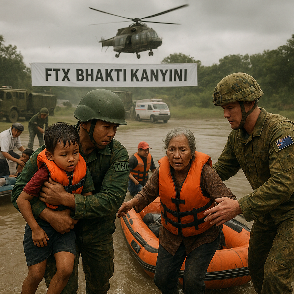 TNI dan ADF Laksanakan Simulasi Evakuasi Warga Terdampak Bencana Dalam FTX Bhakti Kanyini