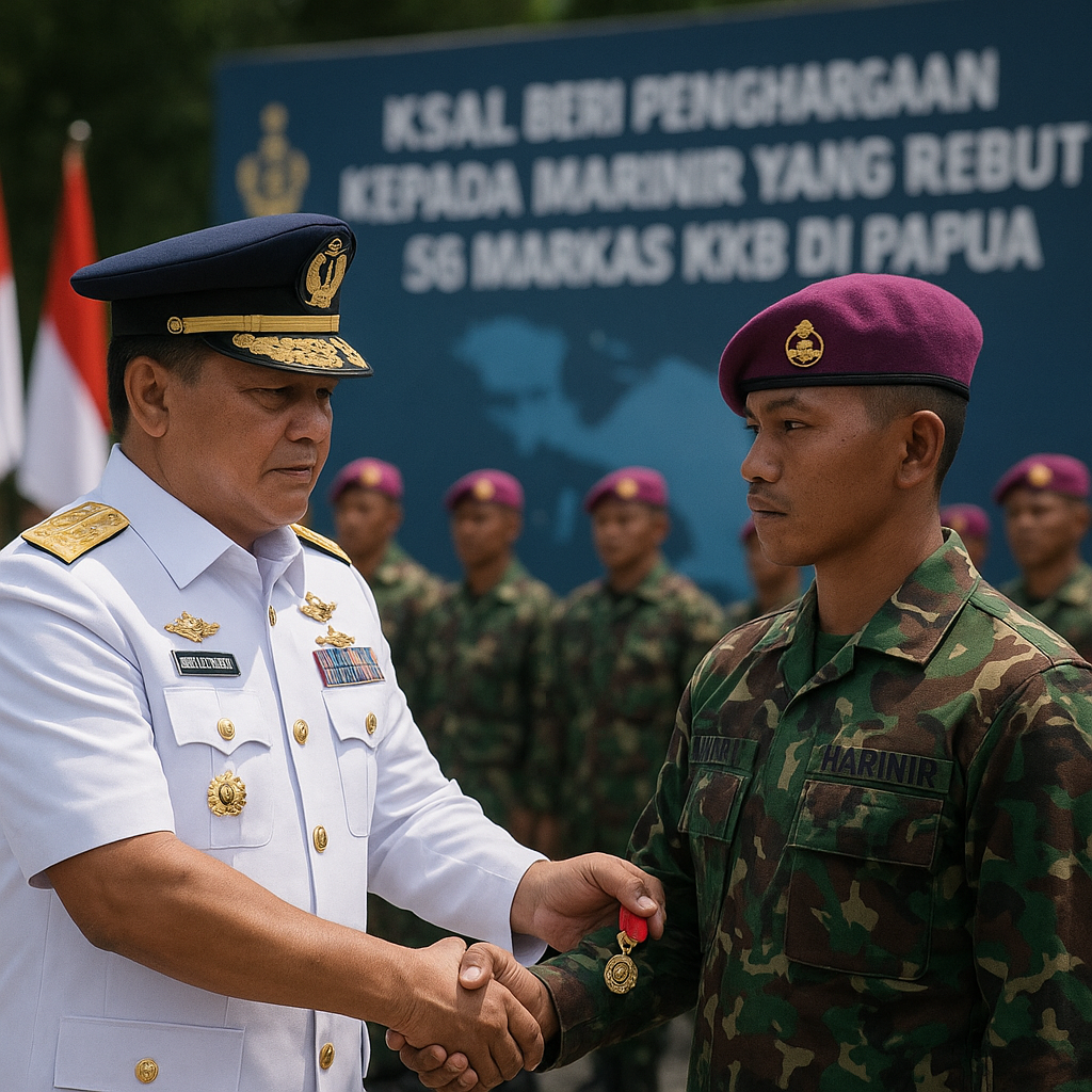 KSAL Beri Penghargaan kepada Marinir yang Rebut 56 Markas KKB di Papua