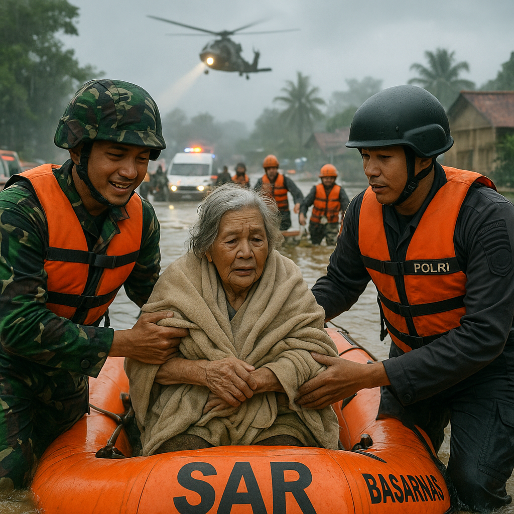 Tim SAR Gabungan TNI-Polri Evakuasi Korban Banjir Bandang dengan Operasi 24 Jam Non-Stop