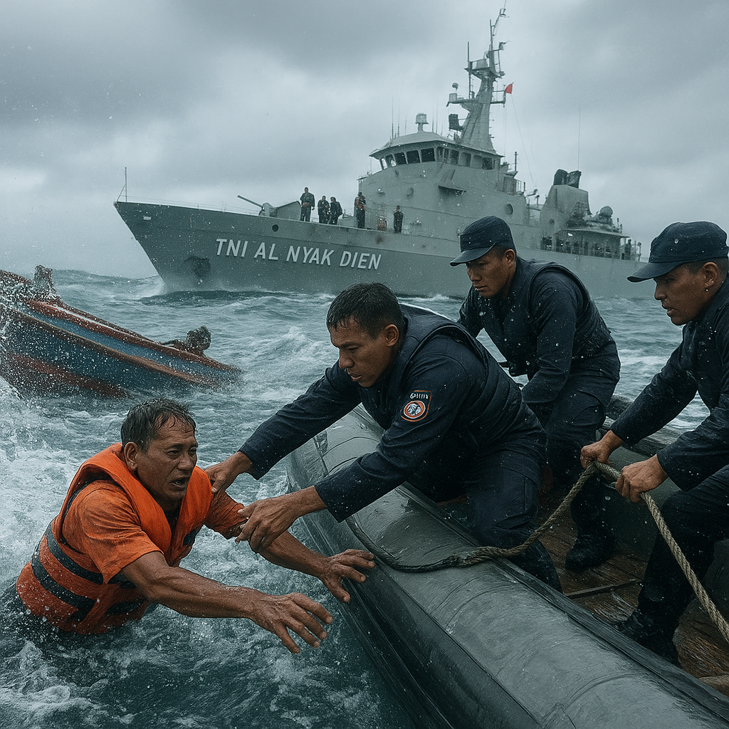 Kisah Heroik Prajurit TNI AL Selamatkan Nelayan Terombang/Ambing di Laut Lepas