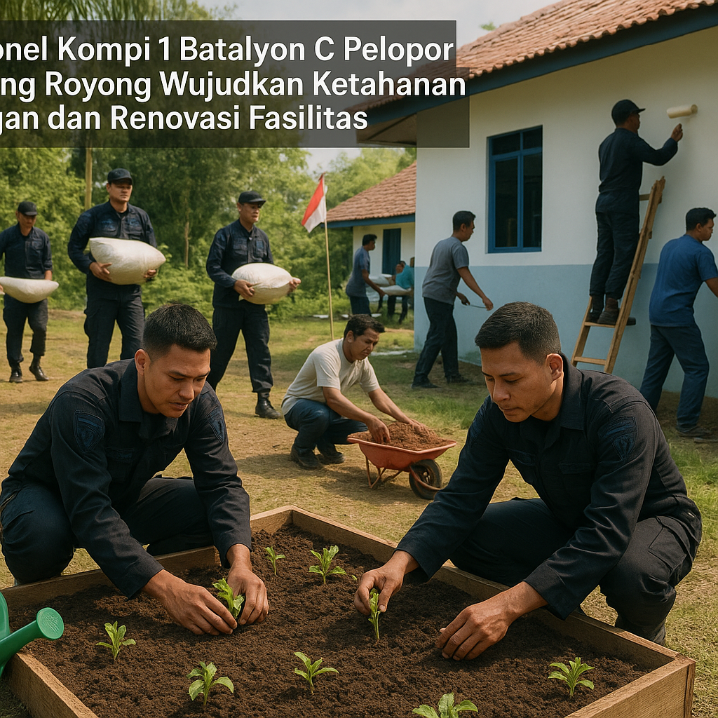 Personel Kompi 1 Batalyon C Pelopor Gotong Royong Wujudkan Ketahanan Pangan dan Renovasi Fasilitas
