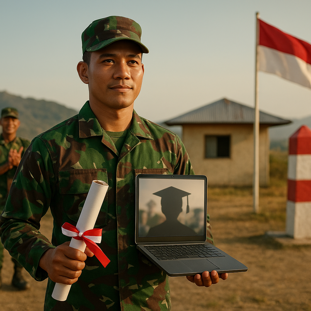 Prajurit TNI di Perbatasan Raih Gelar Sarjana, Bukti Tekad Kuat Mengabdi dengan Ilmu