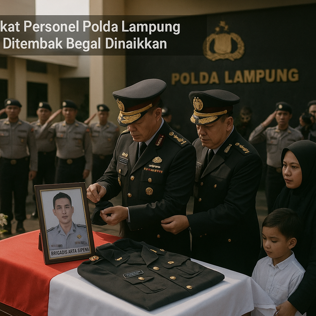 Pangkat Personel Polda Lampung yang Ditembak Begal Dinaikkan