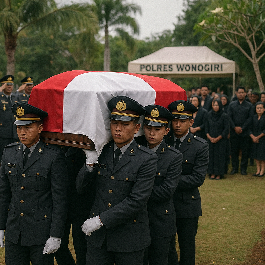 Satu Anggota Terbaik Berpulang, Polres Wonogiri Gelar Upacara Pemakaman Secara Kedinasan