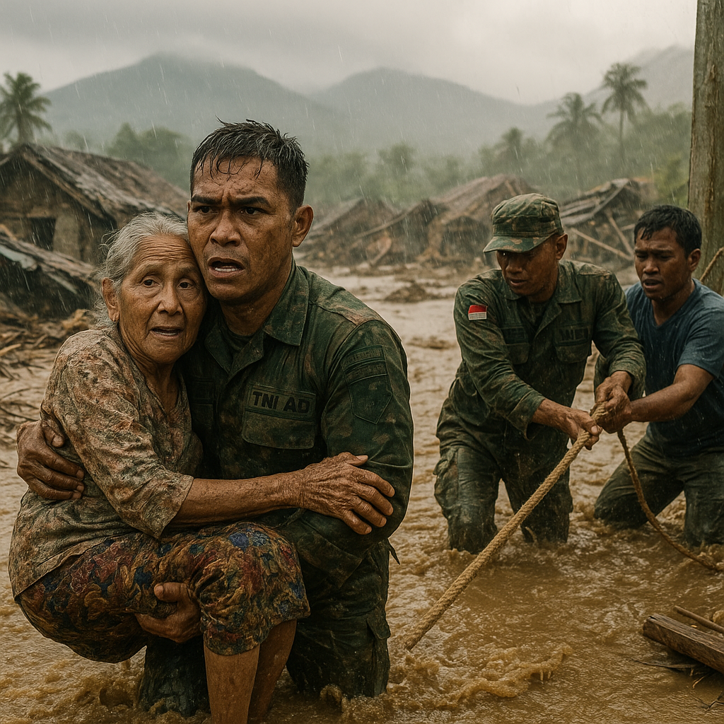 Kisah Heroik Prajurit TNI AD Selamatkan Warga dari Banjir Bandang di Flores