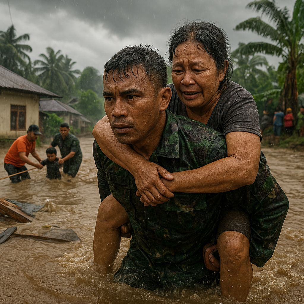 Kisah Prajurit TNI yang Menyelamatkan Warga dari Banjir Bandang dengan Tenaga Sendiri