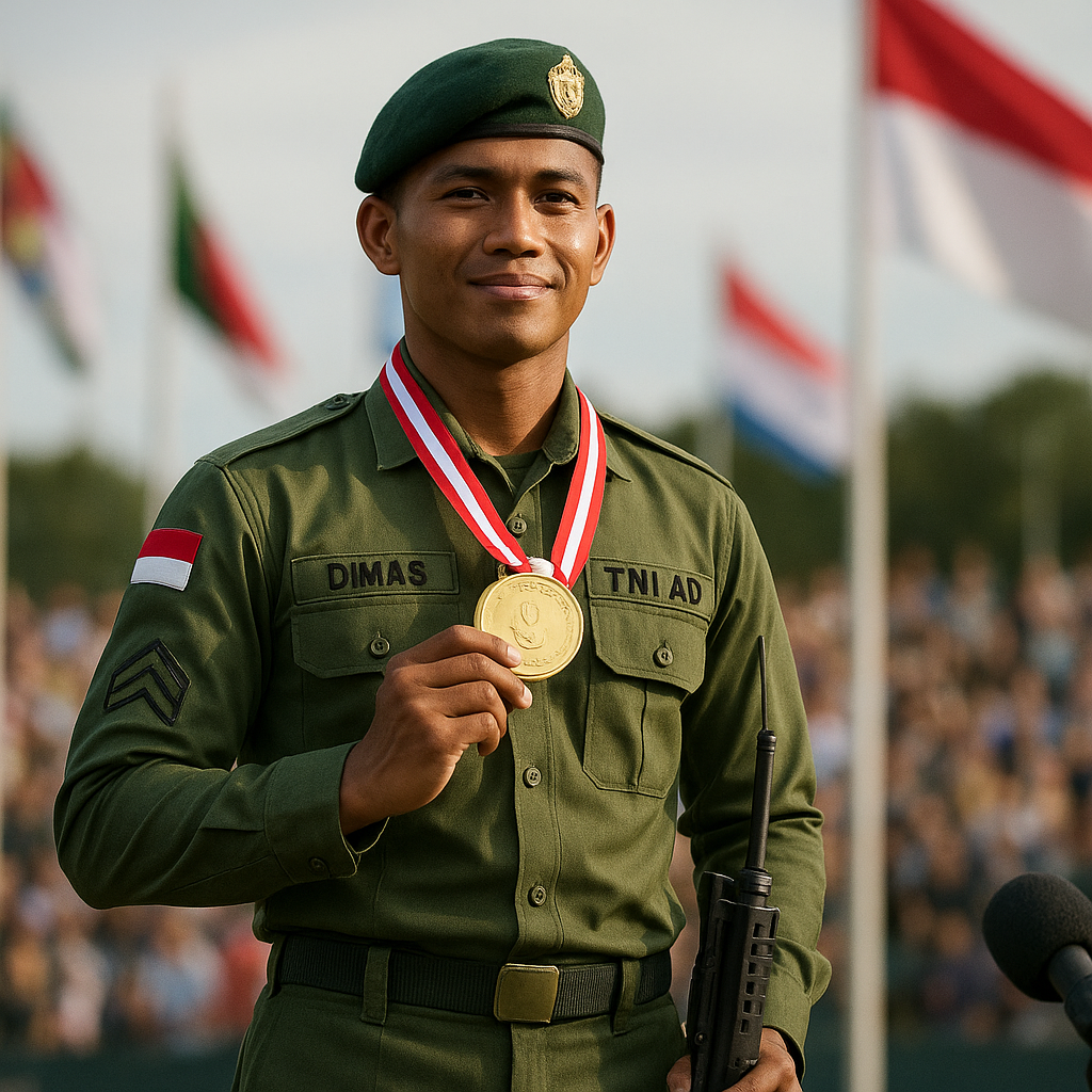 Praka Dimas, Anggota TNI AD, Raih Medali Emas di Kejuaraan Menembak Internasional