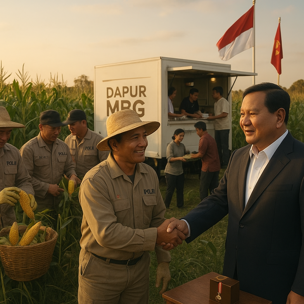 Polri Pamer Panen Jagung dan Dapur MBG, Prabowo Janjikan Bintang Mahaputera untuk Petani-Prajurit